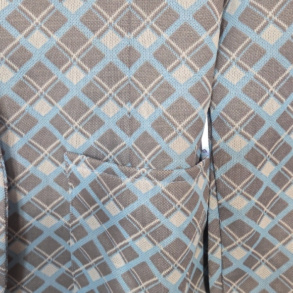 Vintage Hand Sewn Elegant Women's Blue Patterned Pantsuit. - Picture 3 of 11